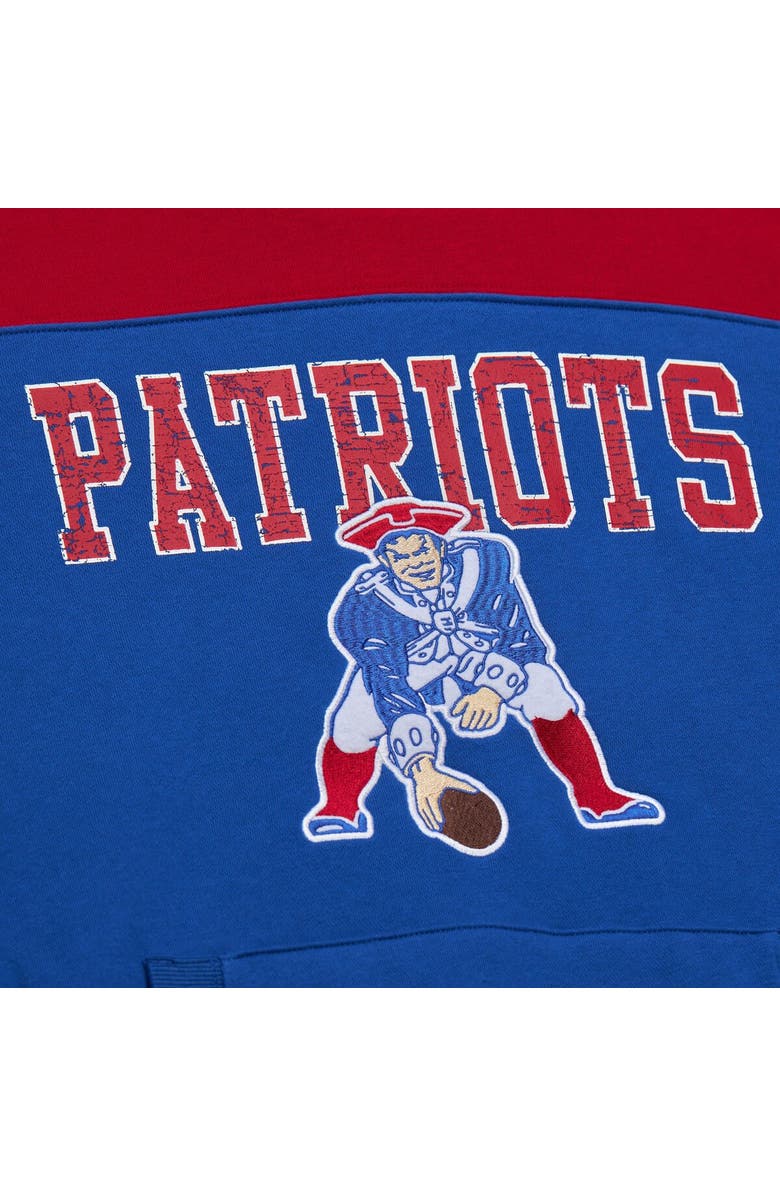 Mitchell & Ness Men's Mitchell & Ness Royal New England Patriots  Off Field Vintage Logo Short Sleeve Pullover Hoodie, Alternate, color, Royal