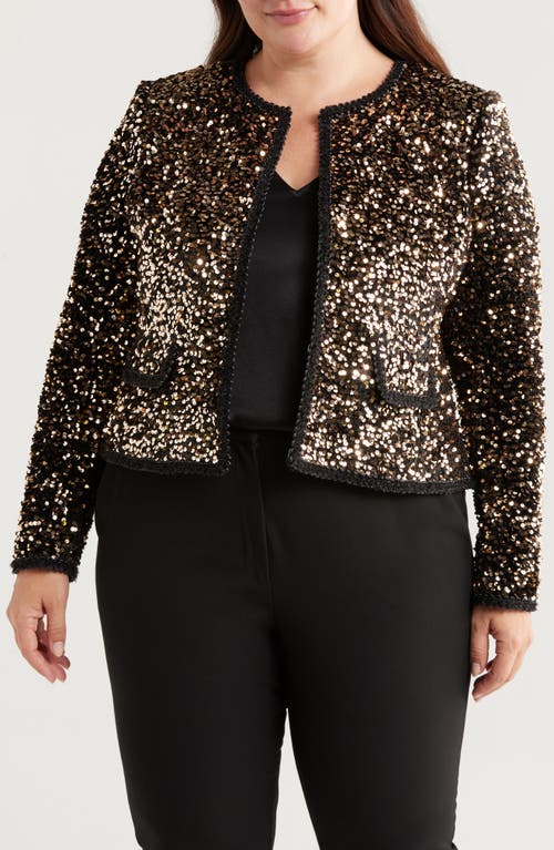 Tahari ASL Sequin Jacket in Gold Black 