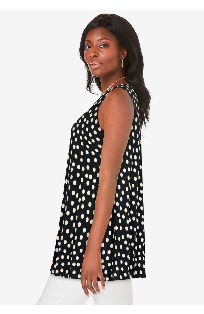 Jessica London Stretch Knit Sleeveless Swing Tunic, Alternate, color, Black