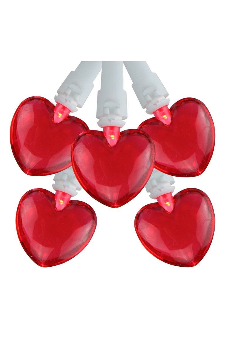 Northlight 20-Count Red LED Mini Hearts Valentine's Day Lights - 4.75ft, White Wire, Main, color, Red