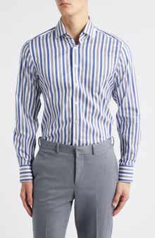 Slim Fit Stripe Non-Iron Cotton Twill Dress Shirt