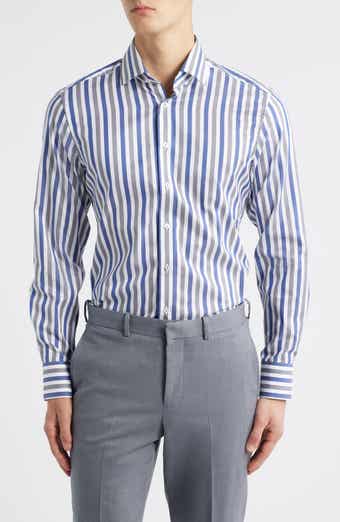 Slim Fit Stripe Non-Iron Cotton Twill Dress Shirt