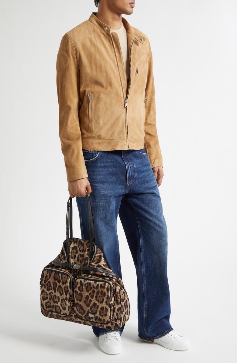 Dolce&Gabbana Suede Zip Jacket, Alternate, color, Cammello Scuro