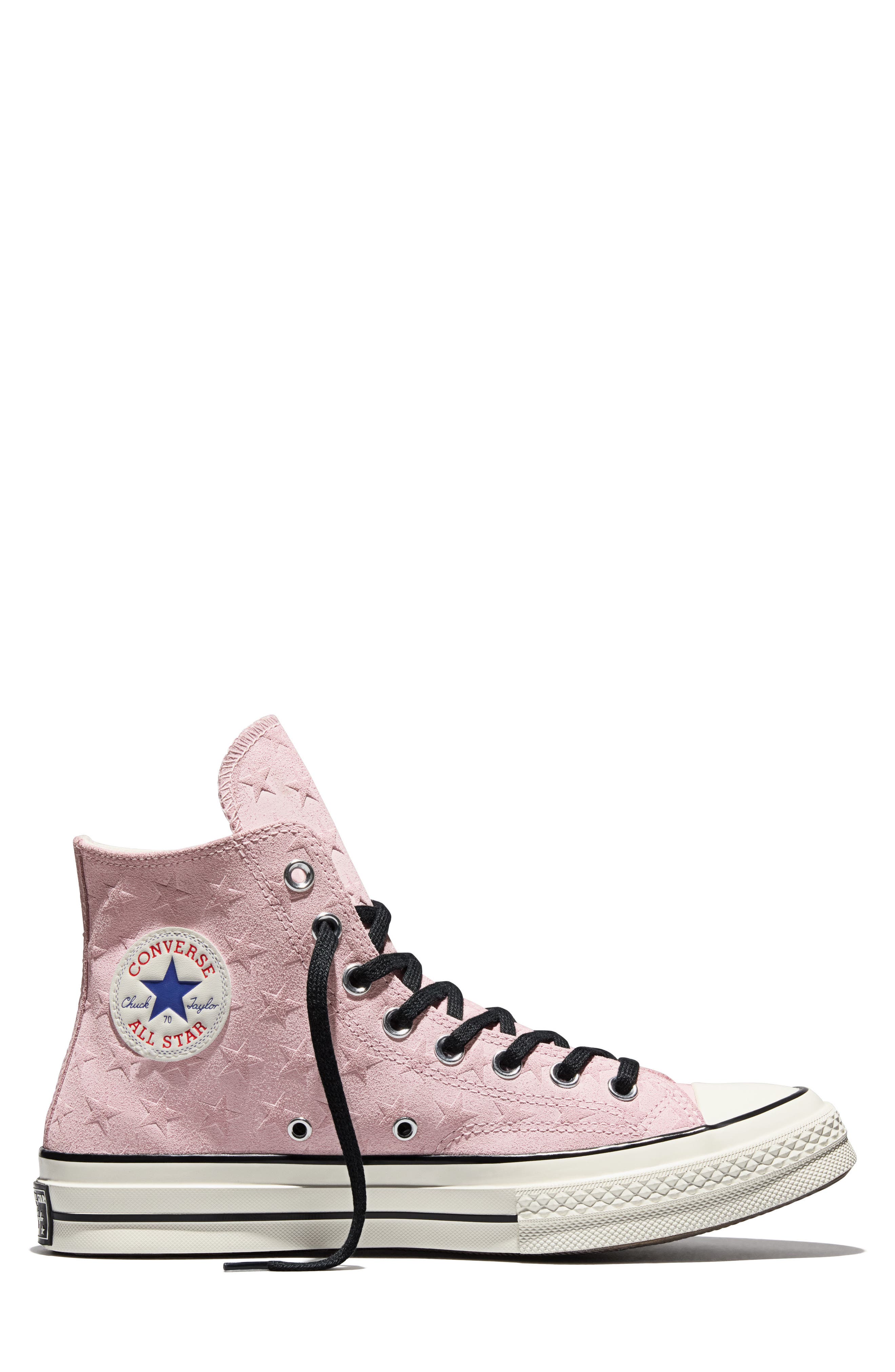 Converse Gender Inclusive Chuck 70 Stars Suede High Top Sneaker, Alternate, color, New Found Bloom/ Egret/ Black