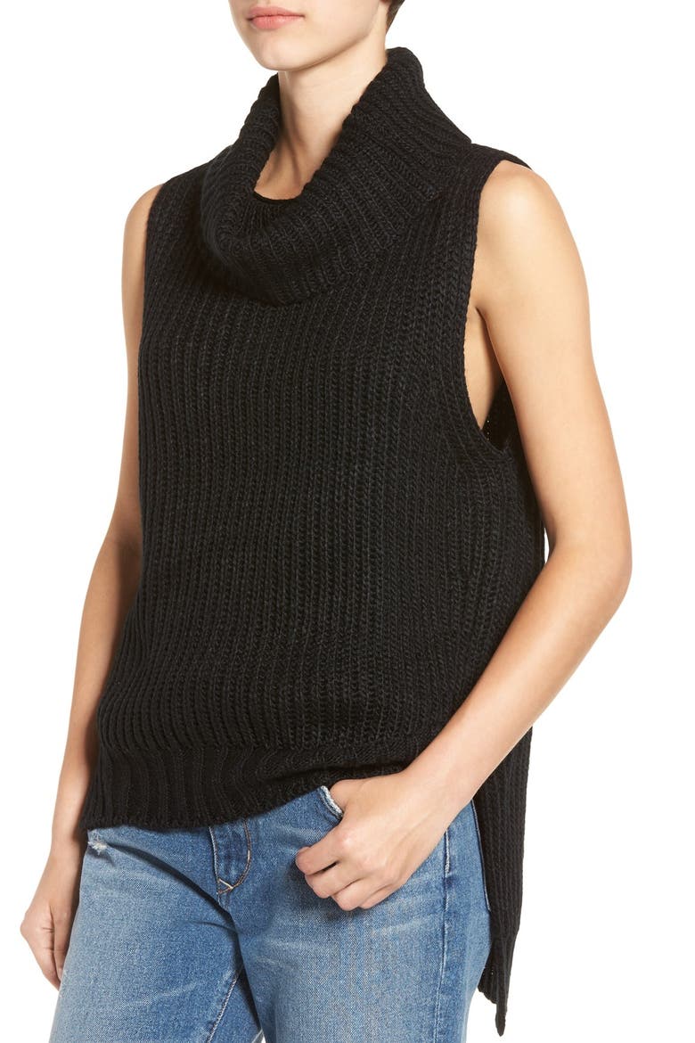 ASTR High/Low Turtleneck Sweater, Alternate, color, BLACK