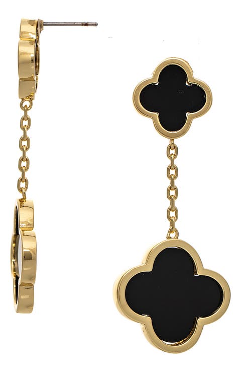 Double Flower Drop Earrings
