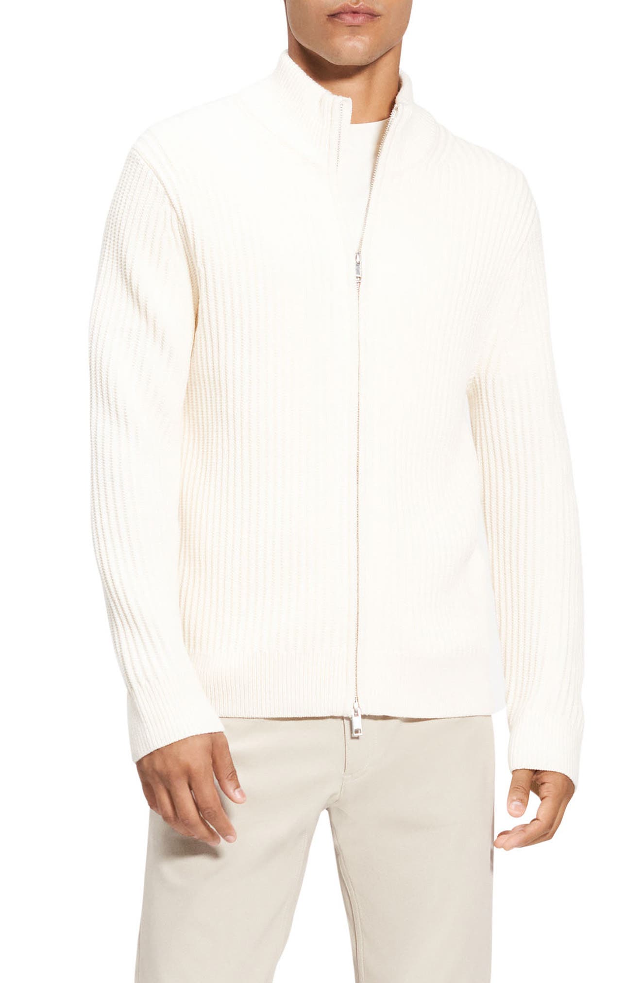 Theory Tomas Rib Merino Wool Zip Cardigan (Men) | Nordstrom