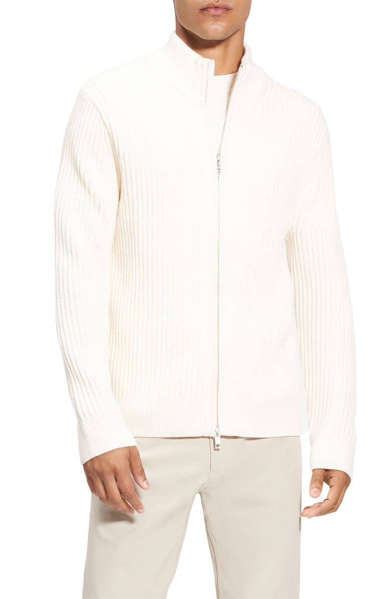 Theory Tomas Rib Merino Wool Zip Cardigan, Main, color, 