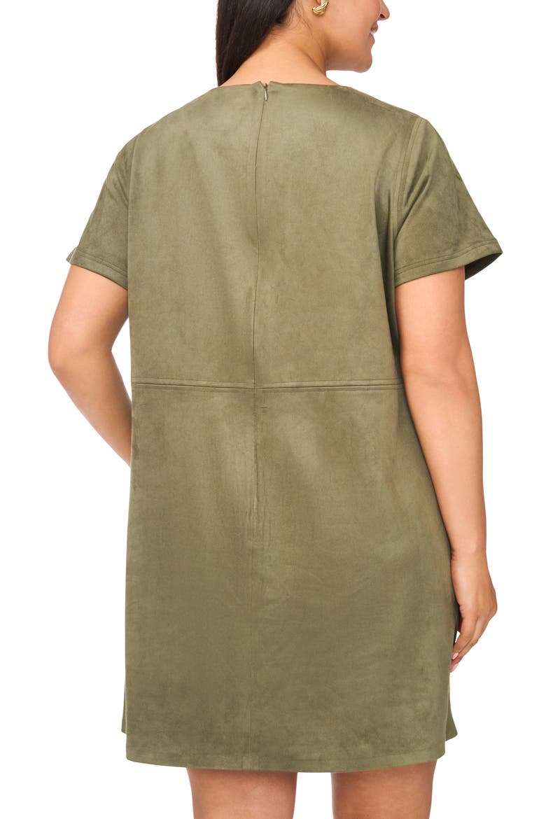 Faux Suede Paneled Shift Minidress, Alternate, color, EMERALD LEAF