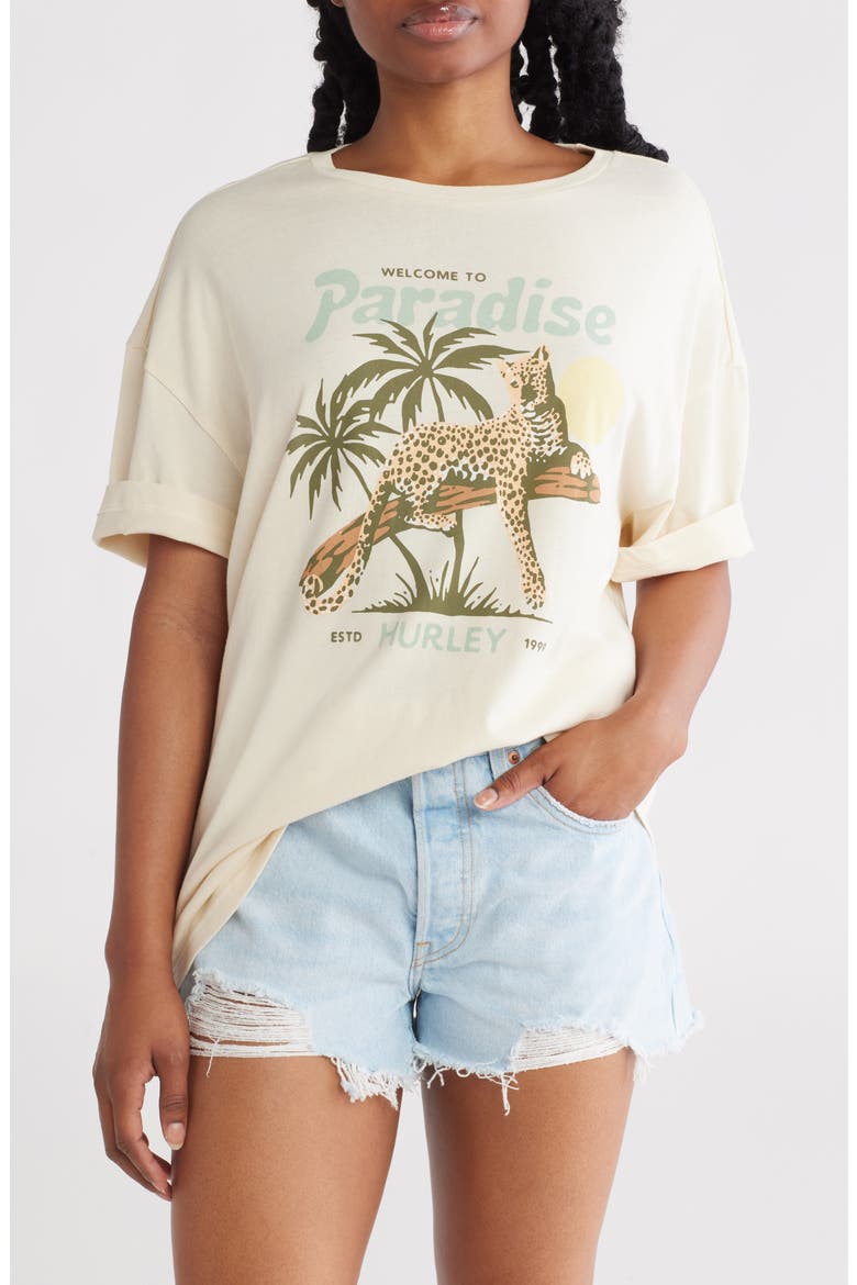 Welcome To Paradise Boyfriend Tee, Main, color, OFF WHITE