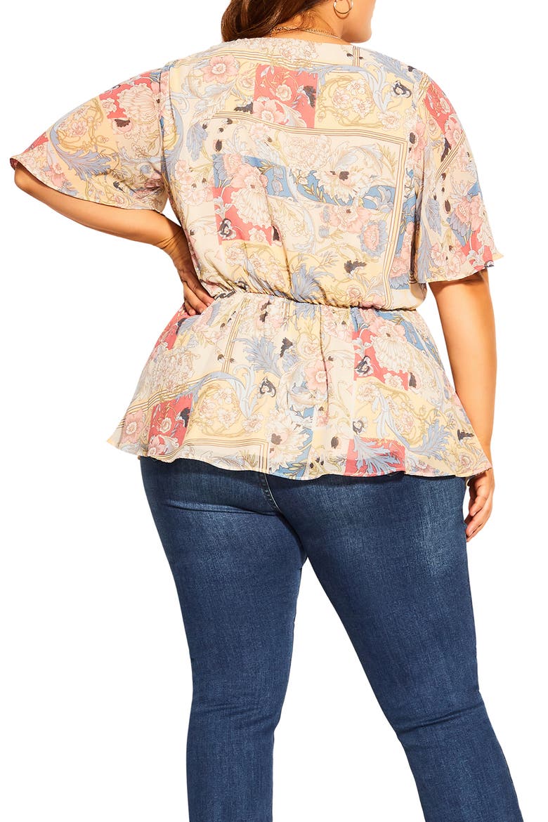 Soft Nouveau Surplice Neck Peplum Top, Alternate, color, ROSE SOFT NOUVEAU