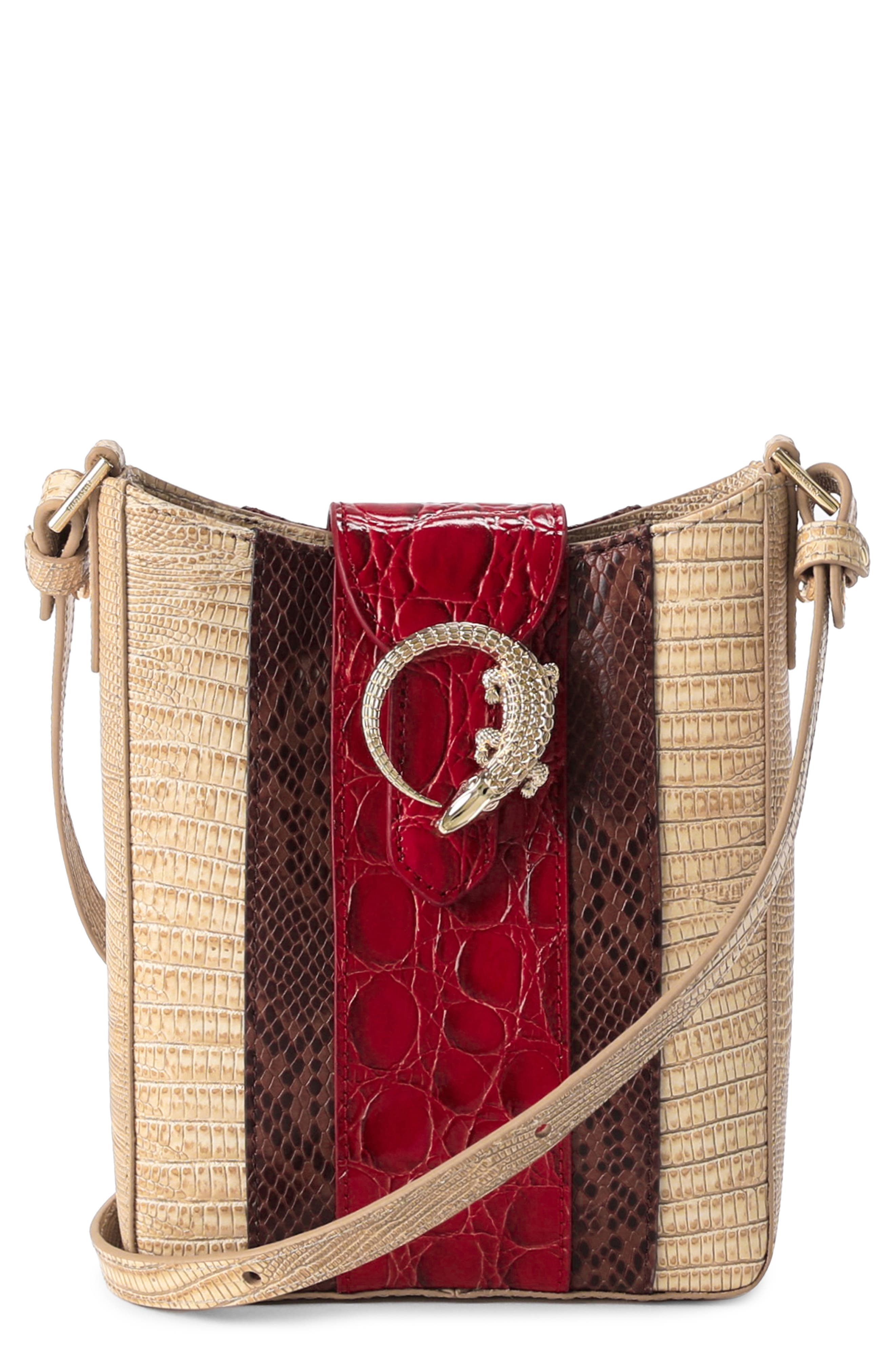 Brahmin Marley Croc Embossed Leather Crossbody Bag, Main, color, 