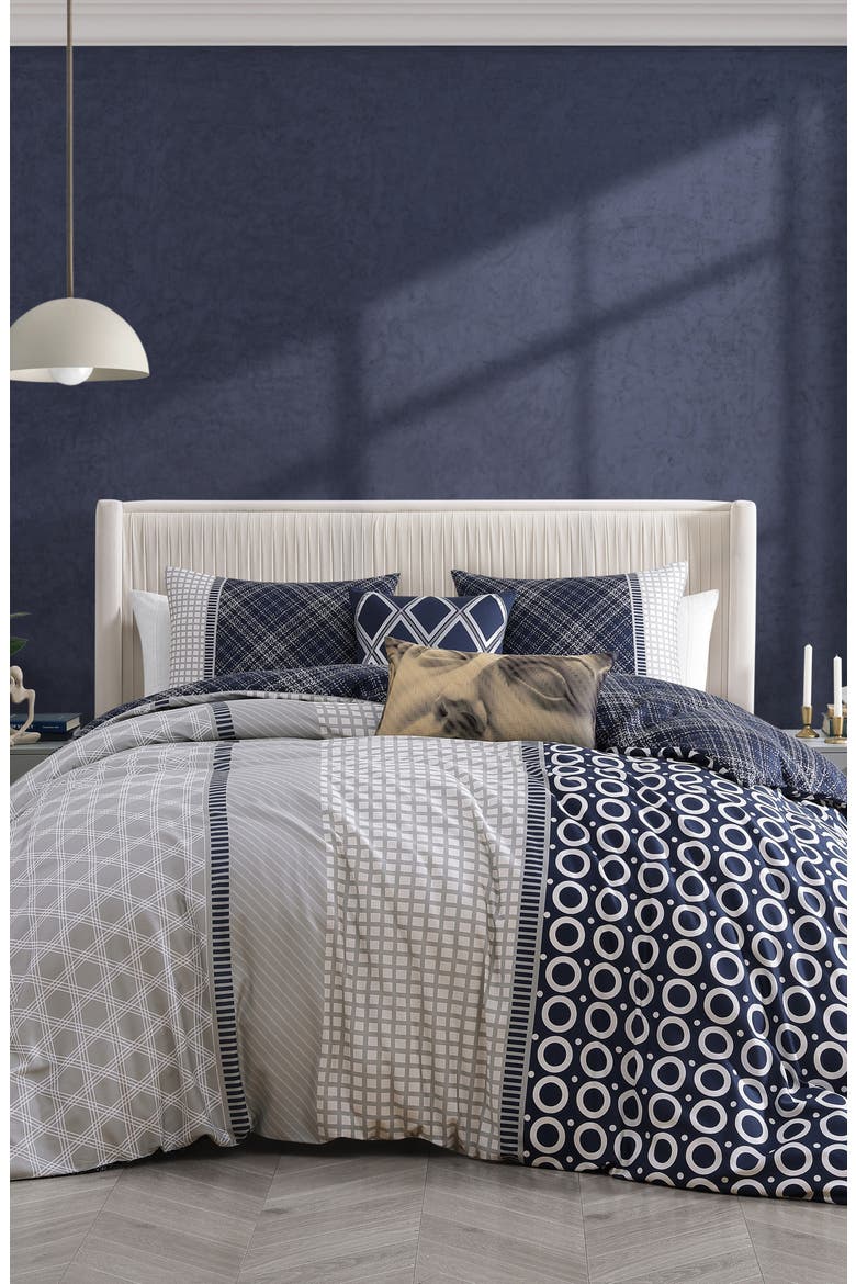 Vertigeo Reversible Cotton Sateen Comforter Set, Alternate, color, BLUE