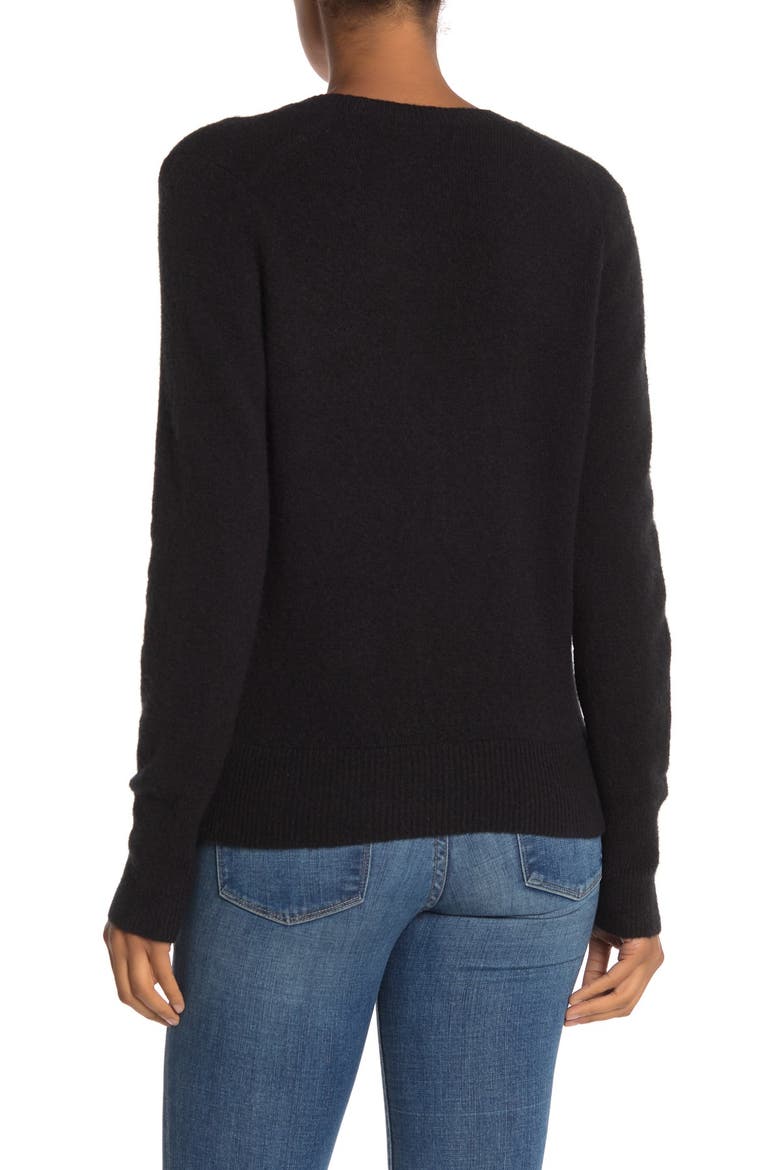 Faux Wrap Pullover Sweater, Alternate, color, TRUE BLACK