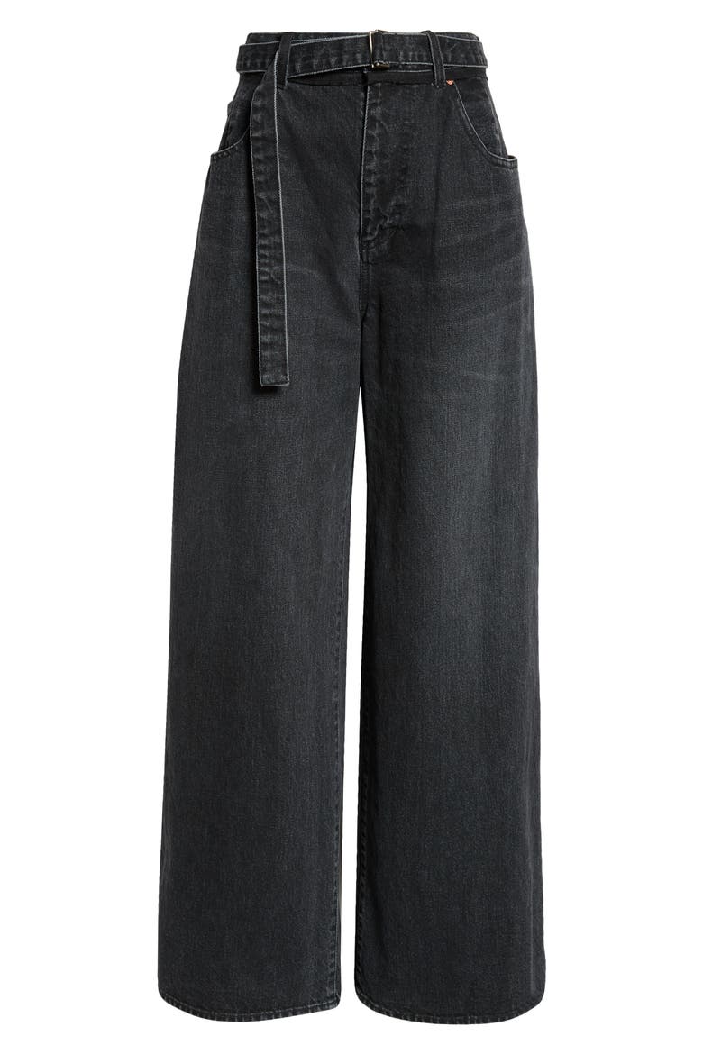 Belted Wide Leg Jeans, Alternate, color, BLACK 001