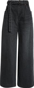 Sacai Belted Wide Leg Jeans | Nordstrom