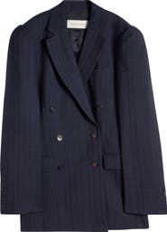 Dries Van Noten Bafy Double Breasted Stripe Jacquard Blazer