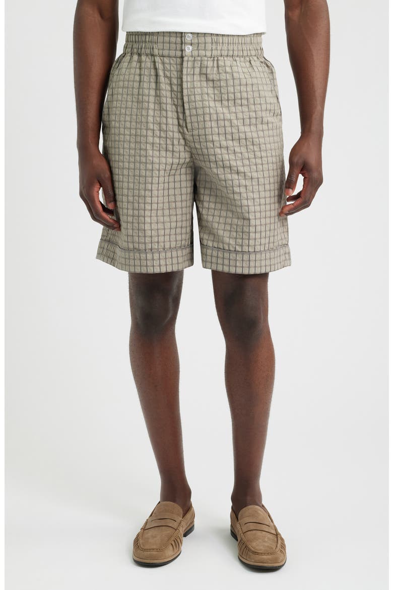 Check Elastic Waist Shorts, Main, color, TARMAC