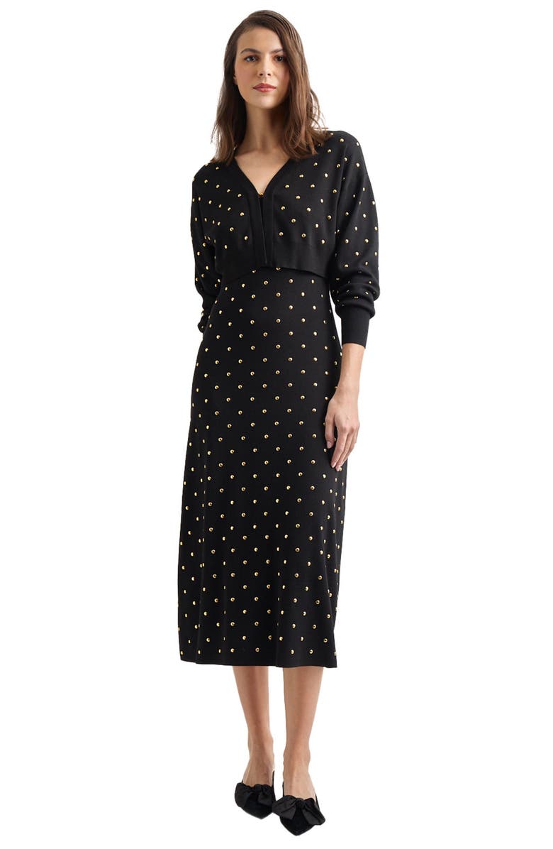 Misook Studded Crop Cardigan, Alternate, color, 