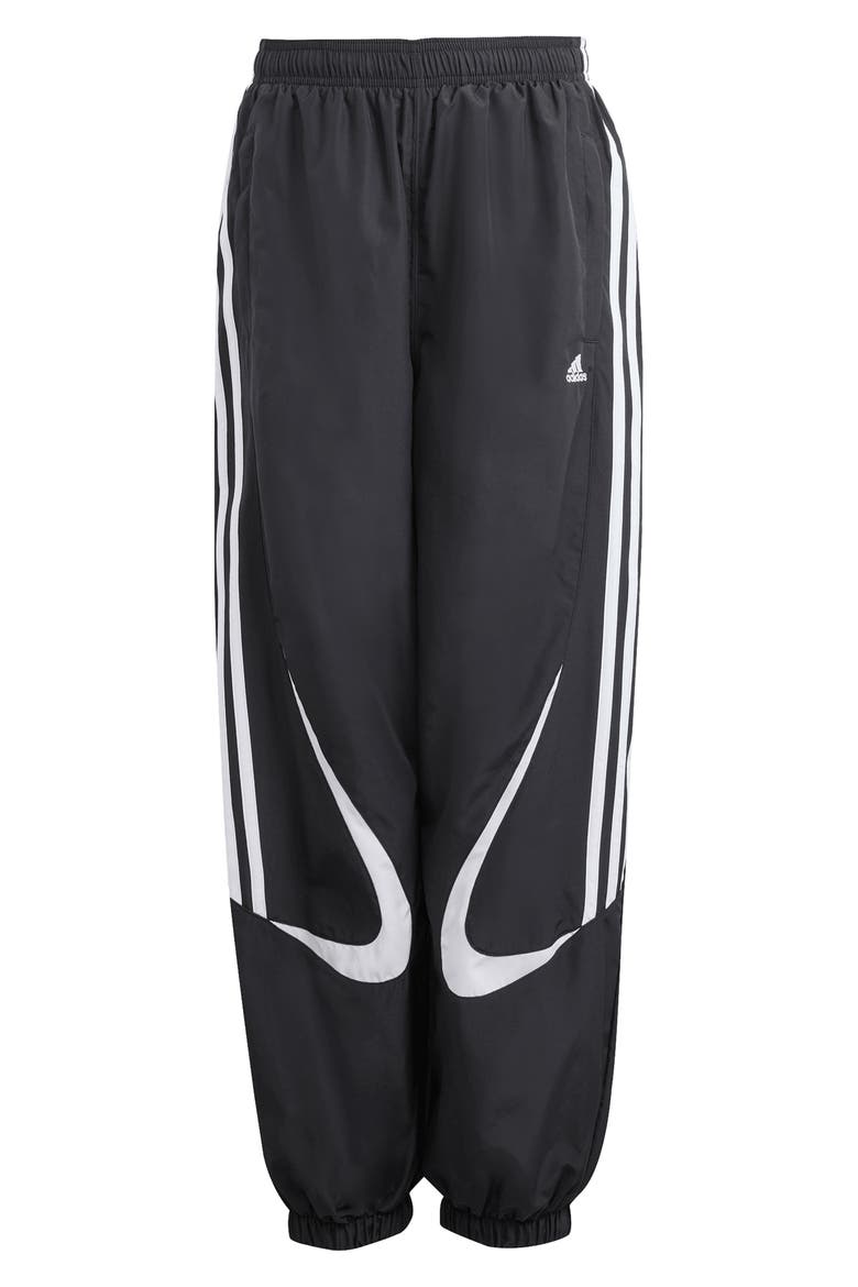 Kids' Teamgeist Loose Fit Track Pants, Main, color, BLACK/ WHITE/ WHITE