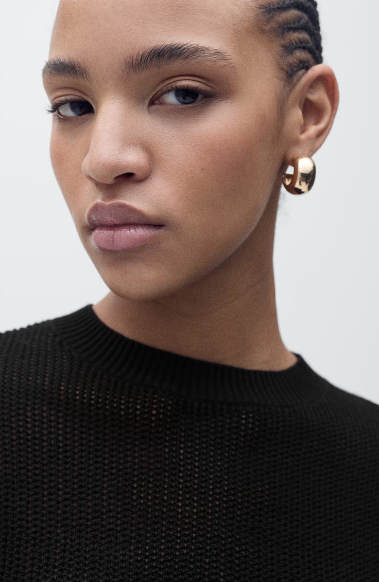 MANGO Open Stitch Short Sleeve Cotton Blend Sweater, Alternate, color, 