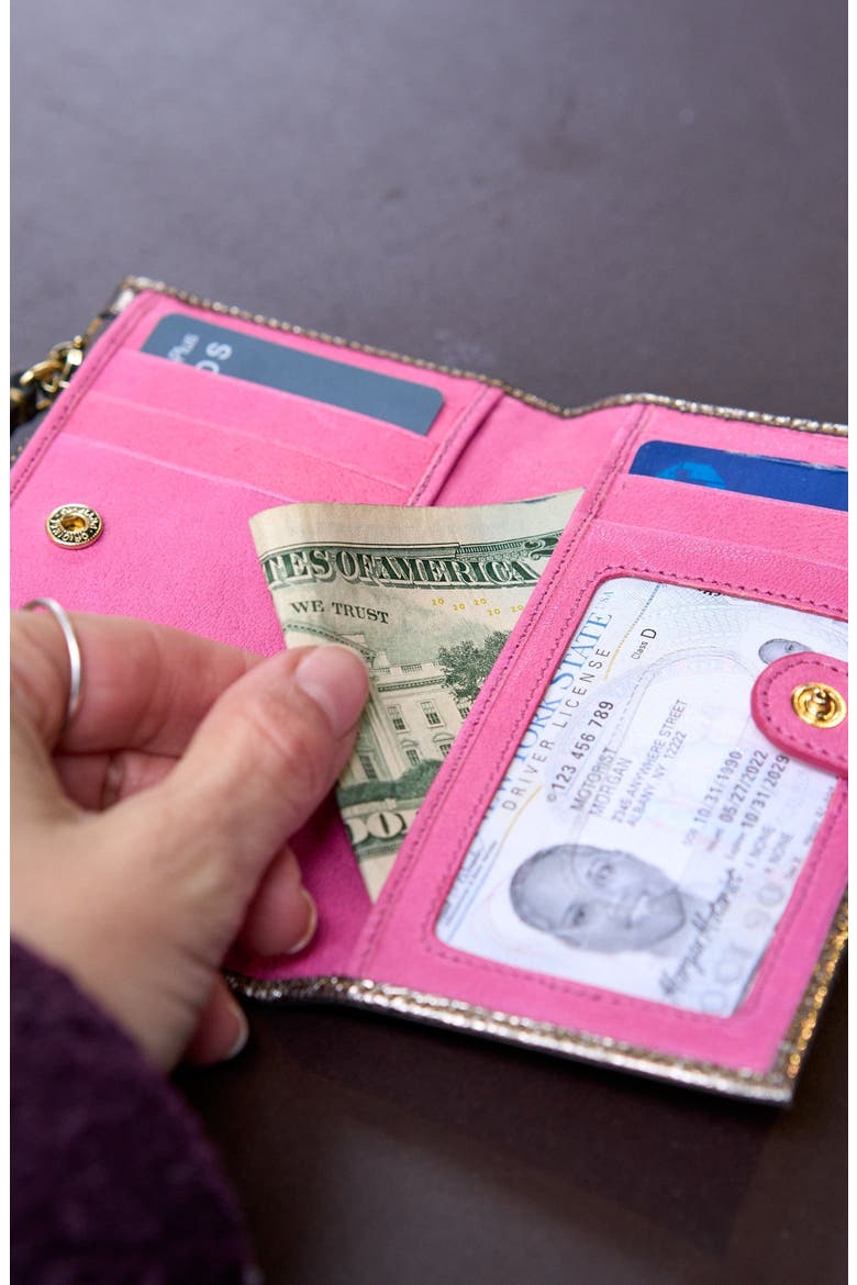 Jen Slim Card Case With Zip Coin Pocket, Alternate, color, Gold