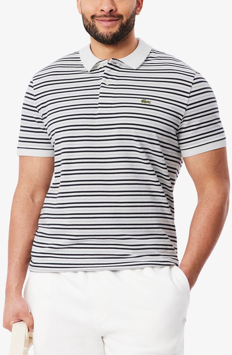 Lacoste Essentials Regular Fit Cotton Piqué Polo, Main, color, Blackbird/ Flour