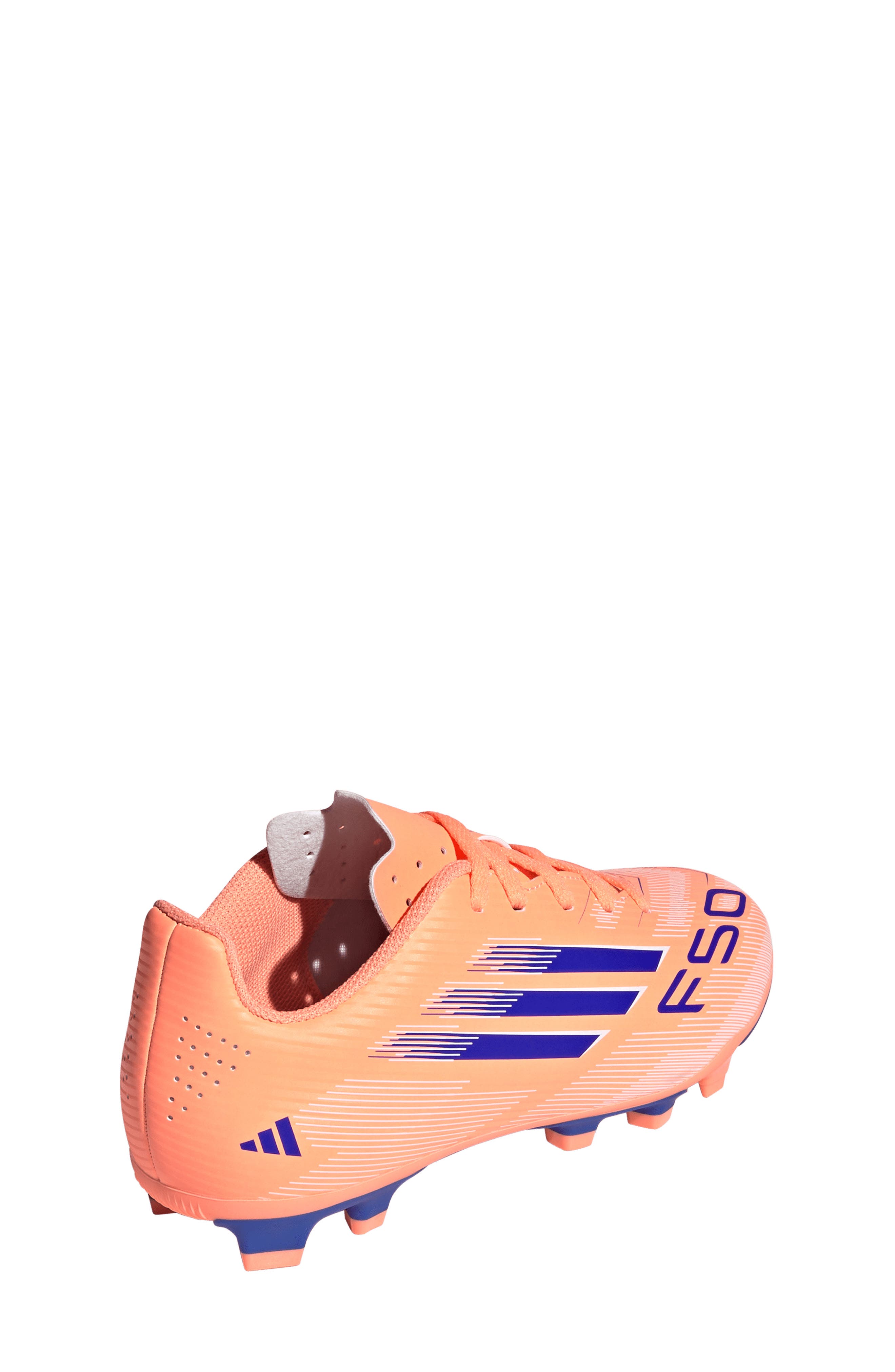 adidas Kids' F50 Club Firm/Multiground Soccer Cleat, Alternate, color, Beam Orange/ Lucid Blue/ White