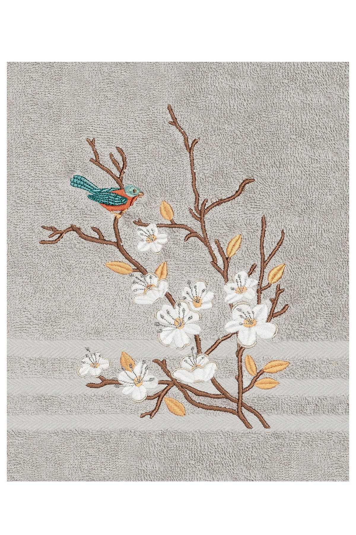 Linum Home Textiles Spring Time Embellished Bath Towel - Light Grey ...