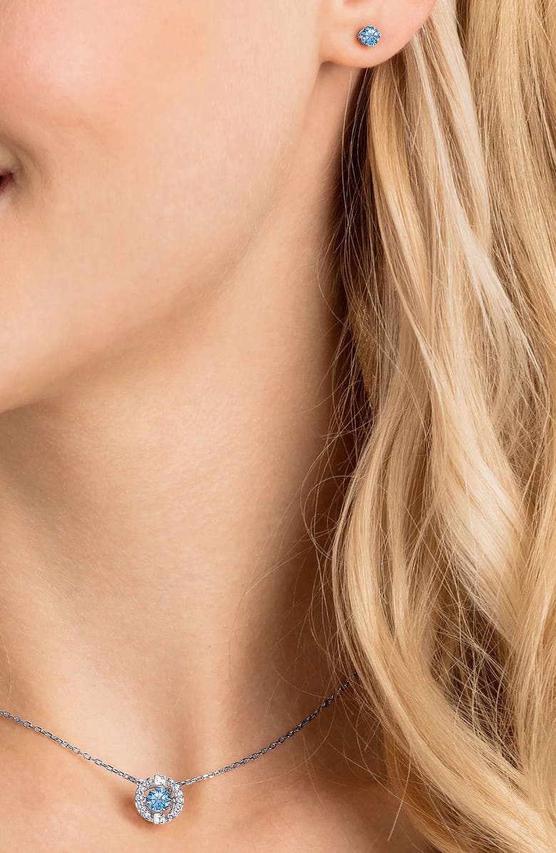 Swarovski Una Stud Earrings & Necklace Set, Alternate, color, Blue