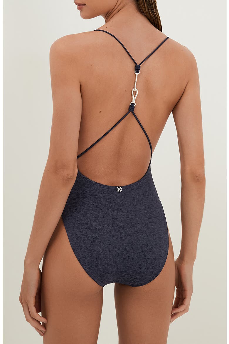 Firenze Textured One-Piece Swimsuit, Alternate, color, BLUE