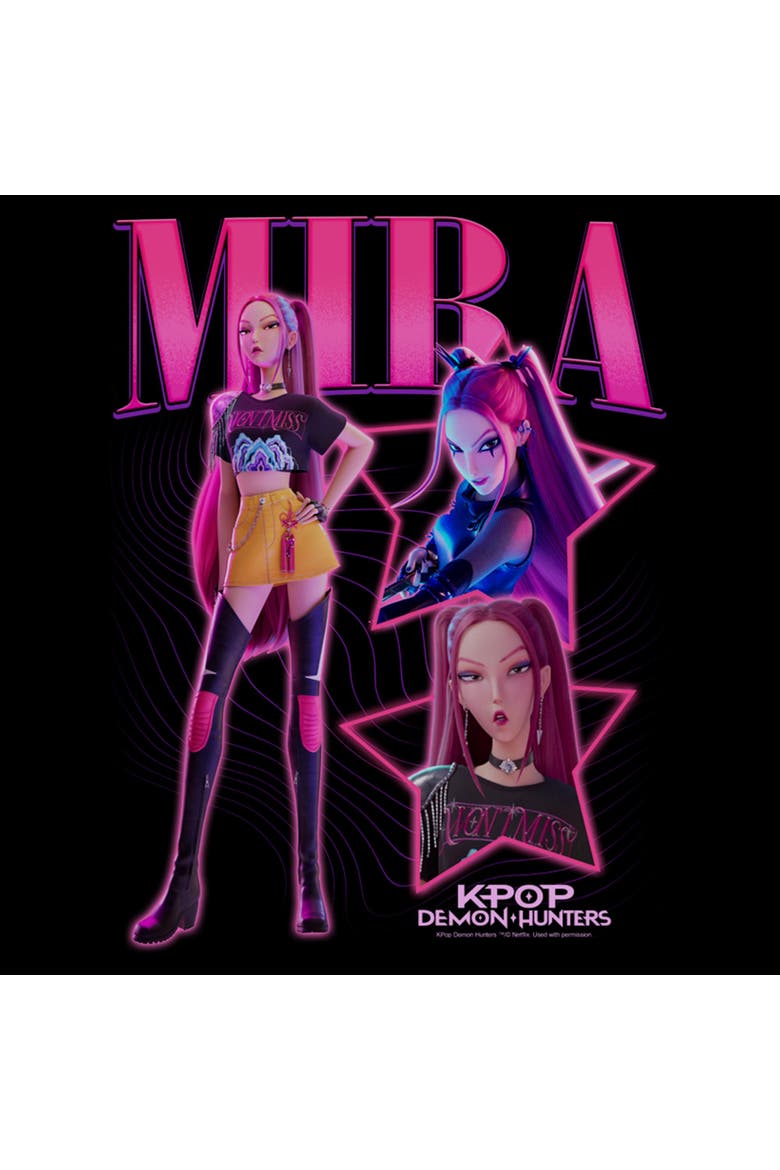Mens KPop Demon Hunters Mira Super Star Logo Lightweight Hoodie, Alternate, color, Black