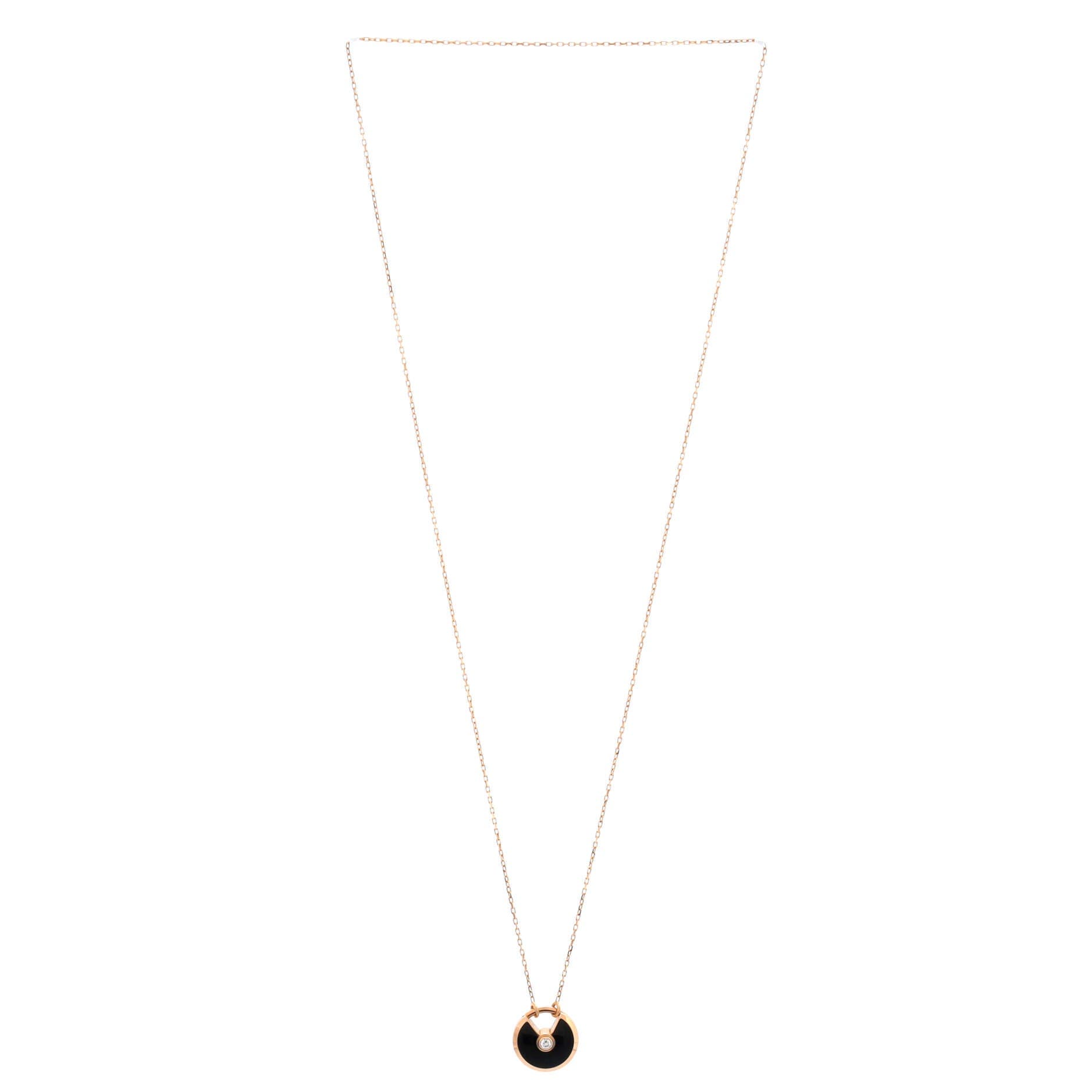 Amulette de Cartier Pendant Necklace 18K Rose Gold with Onyx and Diamond Small, Alternate, color, Metallic Gold