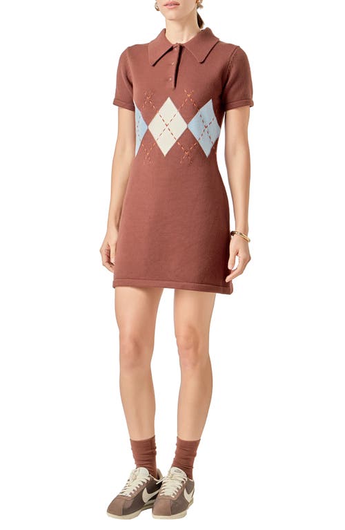 English Factory Argyle Knit Polo Dress In Multi