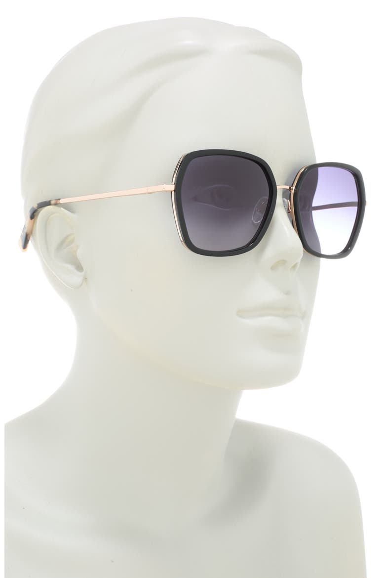 56mm Square Sunglasses, Alternate, color, BLACK