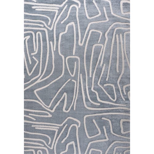 Jonathan Y Alcina Modern Scandinavian Graphic Lines High-low Area Rug In Blue/white