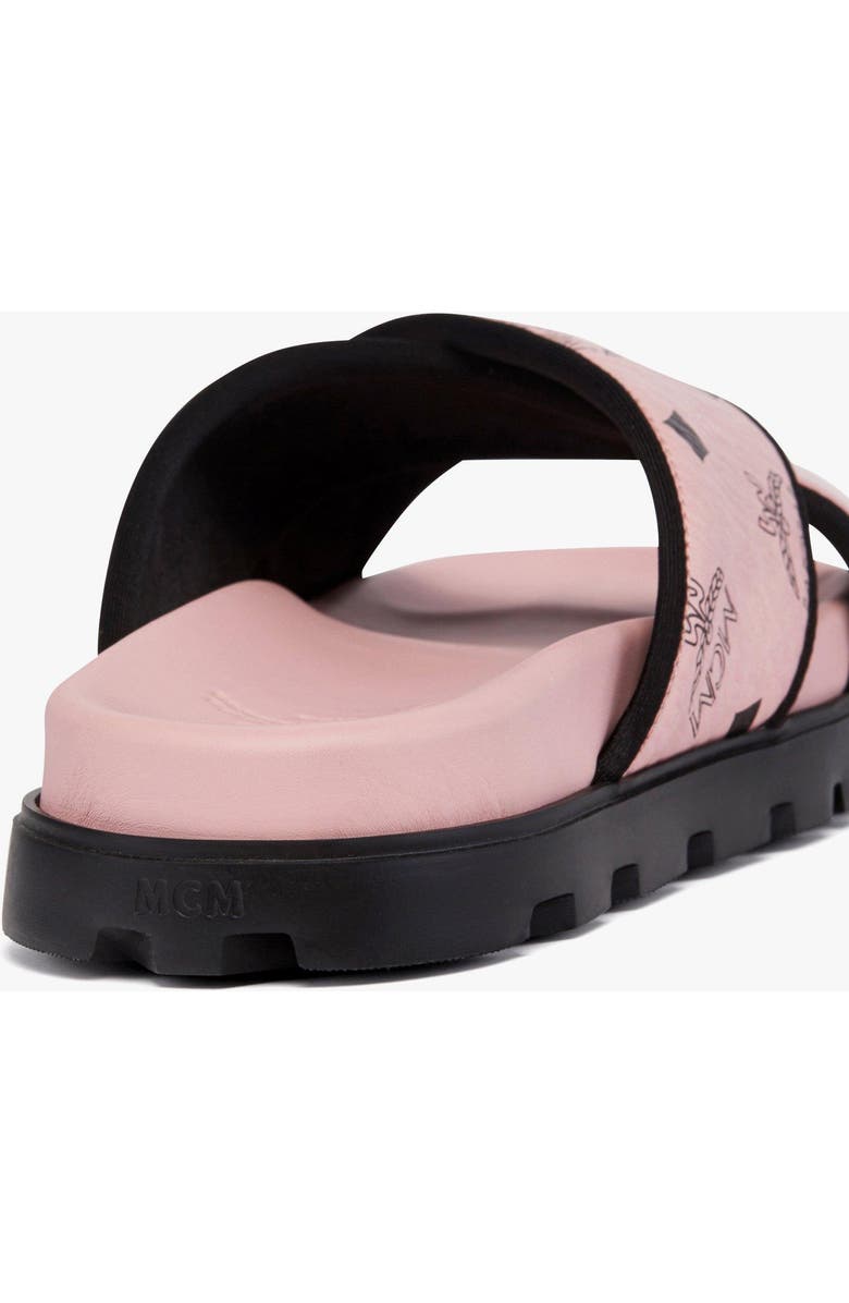 MCM Cross Sandal in Visetos Leather Mix, Alternate, color, Soft Pink