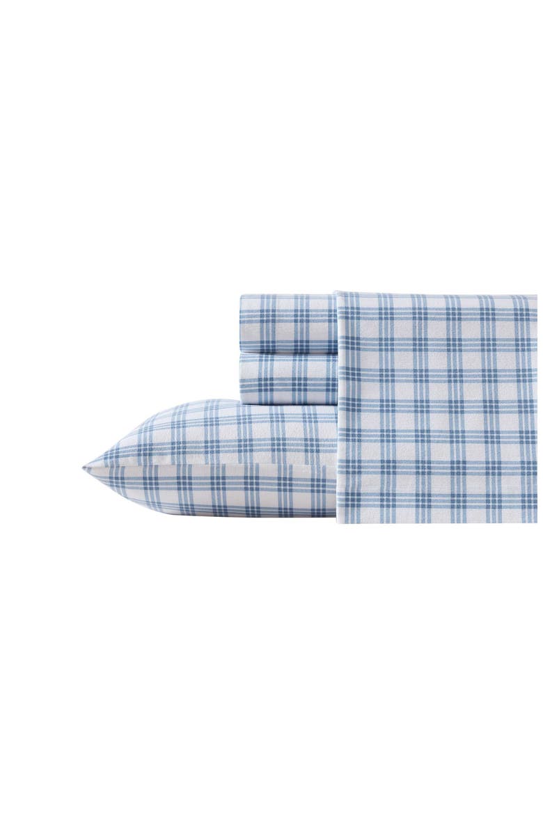 Arrowhead Tartan Plaid Print Flannel Sheet Set, Main, color, LIGHT / MEDIUM BLUE