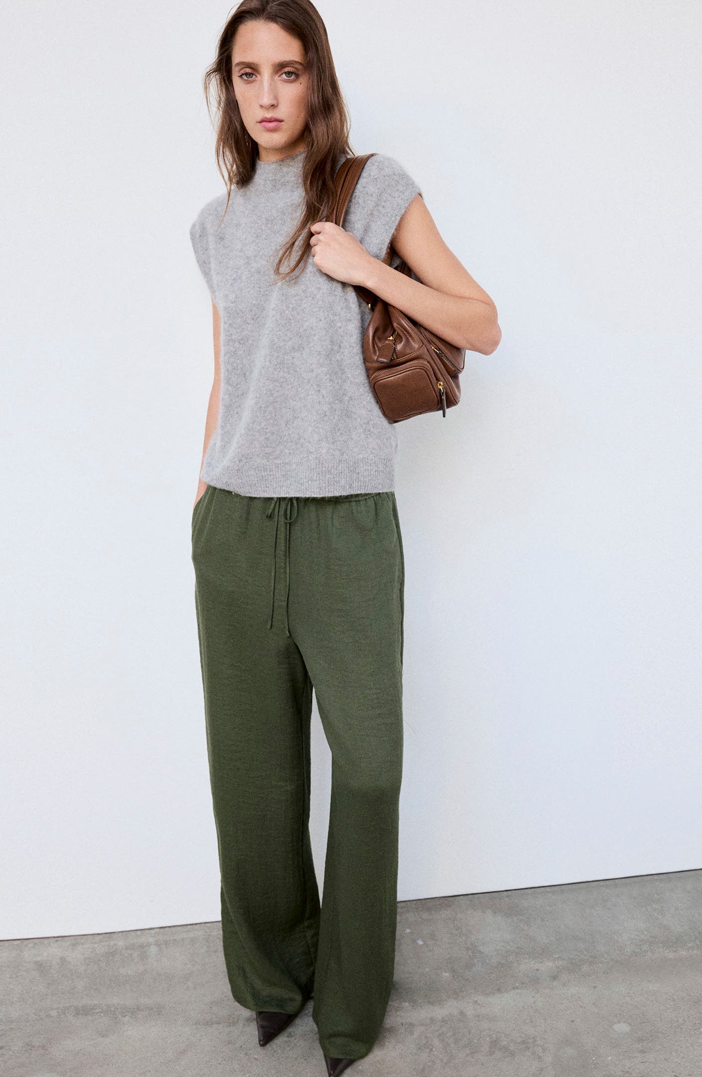 MANGO Textured Drawstring Straight Leg Pants (Women) | Nordstrom