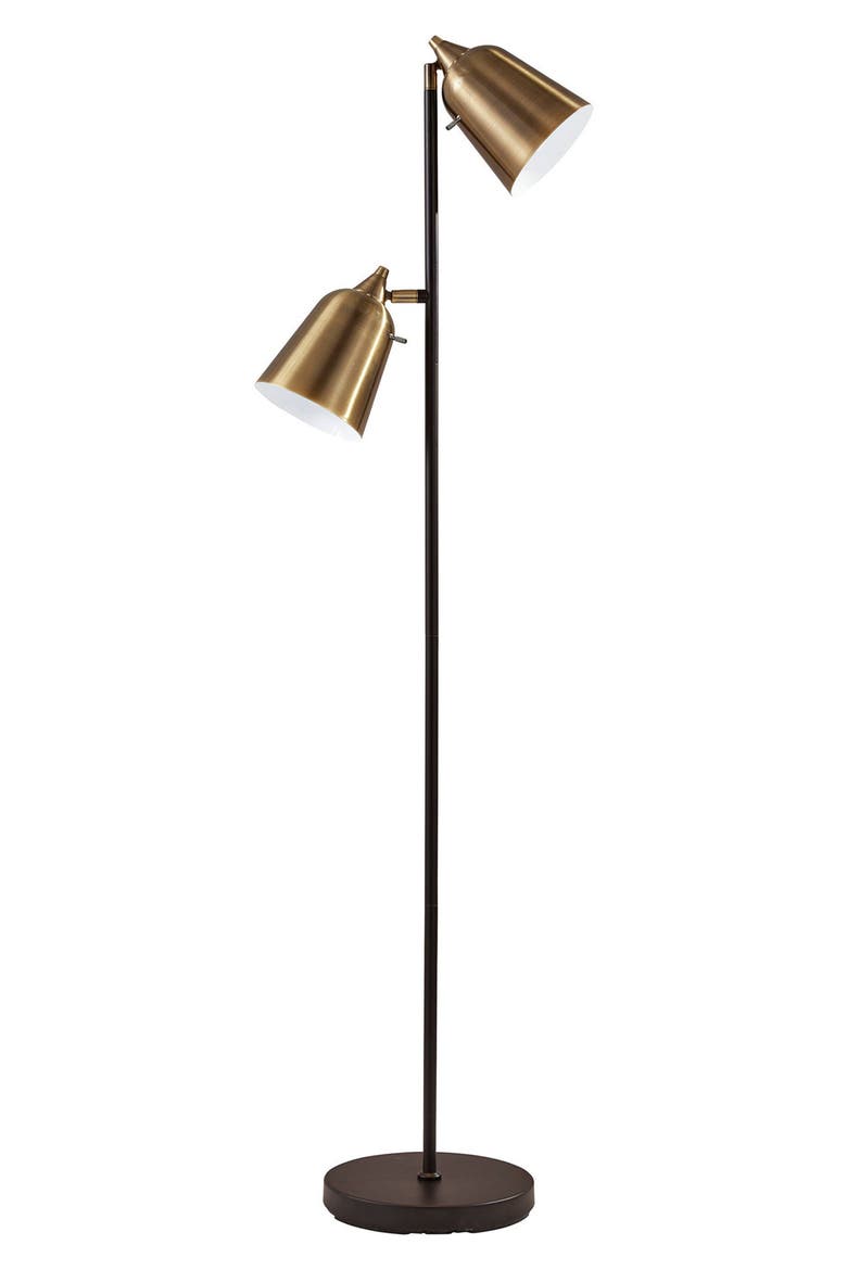 Malcolm Floor Lamp, Main, color, MATTE BLACK / ANTIQUE BRASS