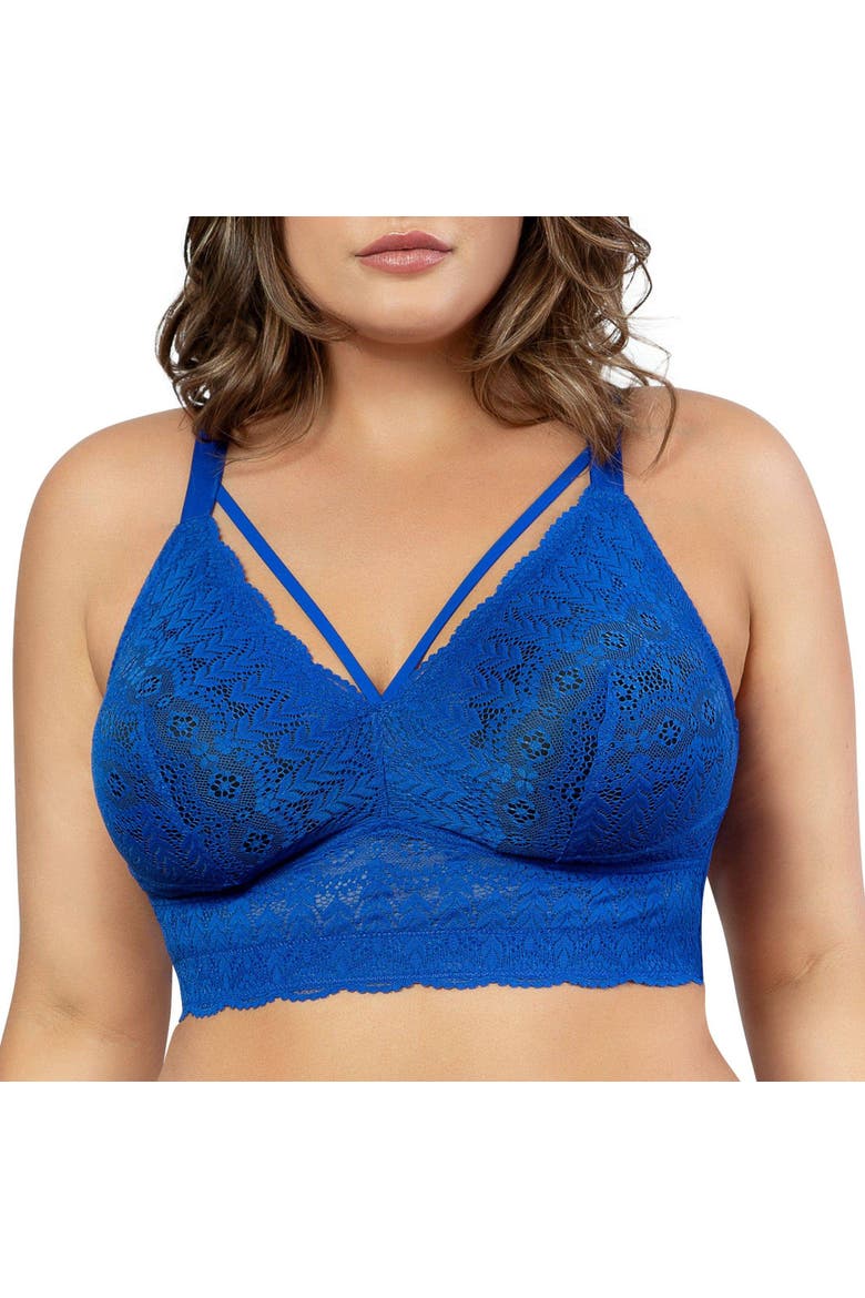 Mia Wire-Free Padded Lace Bralette, Alternate, color, Sapphire