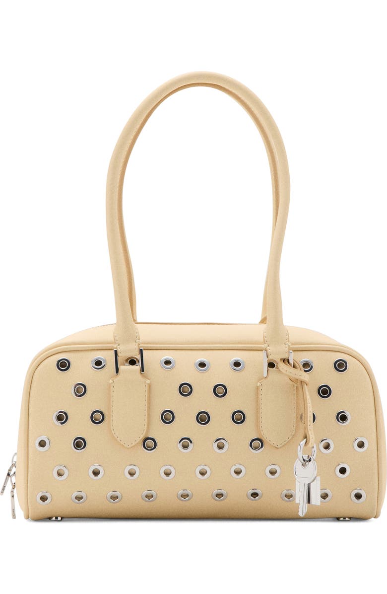 MANGO Faux Leather Eyelets Bowling Bag, Main, color, Vanilla