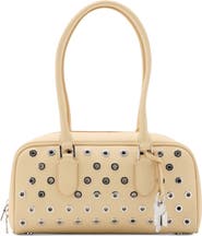 MANGO Faux Leather Eyelets Bowling Bag