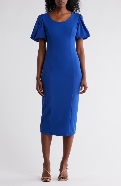 Puff Sleeve Scuba Knit Dress