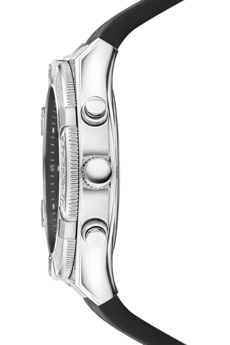 V-Sporty Creca Leather Strap Watch, 46mm, Alternate, color, STAINLESS STEEL