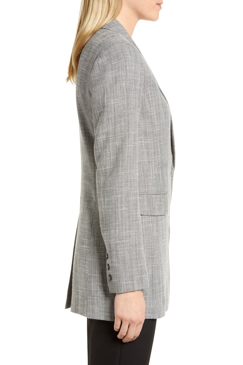 Long Herringbone Blazer, Alternate, color, BLACK- IVORY SLUB PATTERN