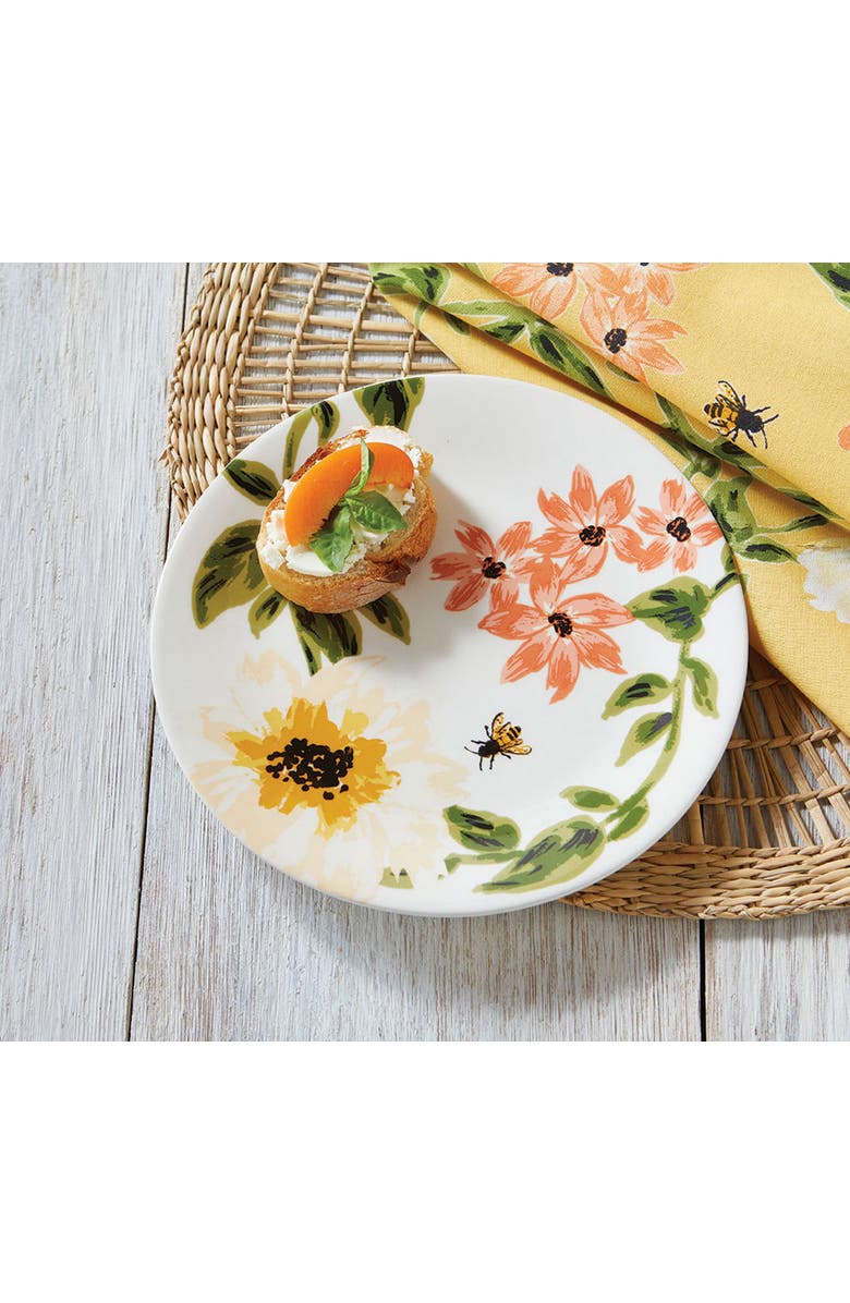 tag Bee Floral Ceramic Appetizer Plates - Multicolor Dining Set, Alternate, color, Multicolored