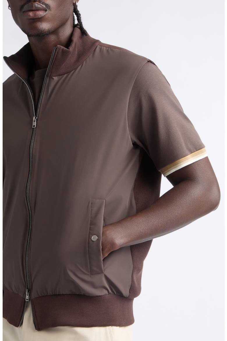 Mixed Media Vest, Alternate, color, 8800 CHOCOLATE BROWN