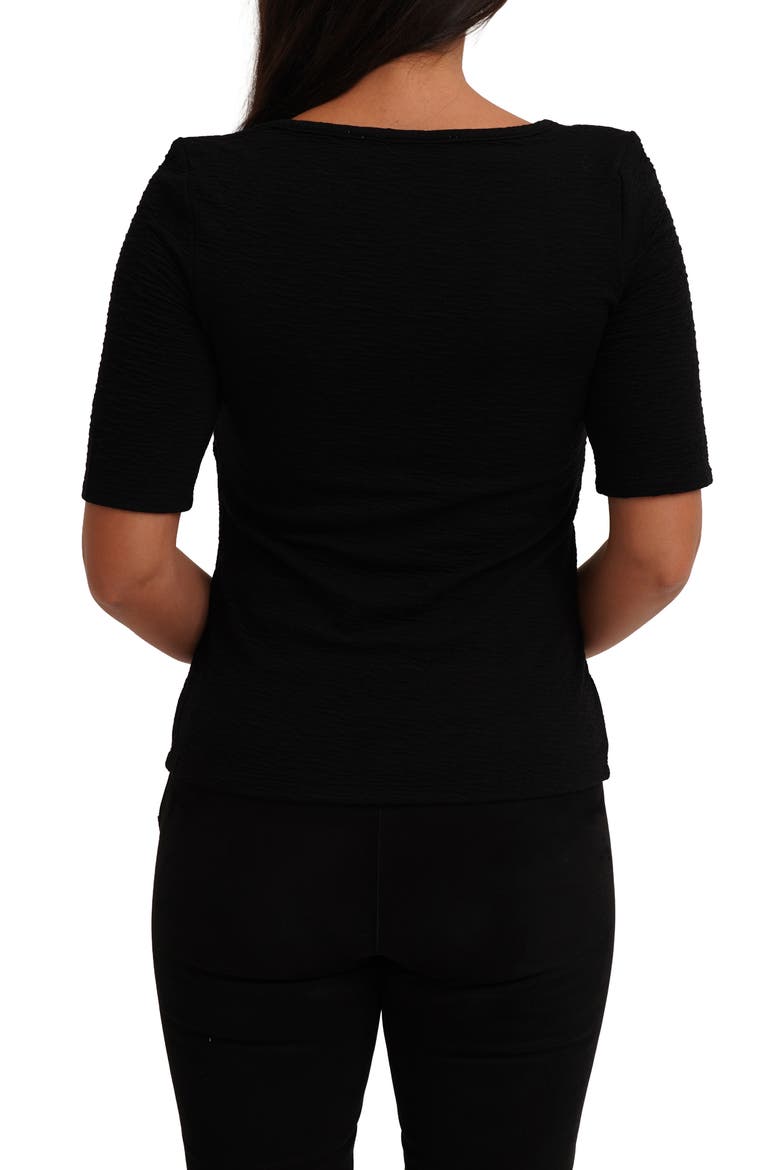 Textured Elbow Sleeve Top, Alternate, color, BLACK