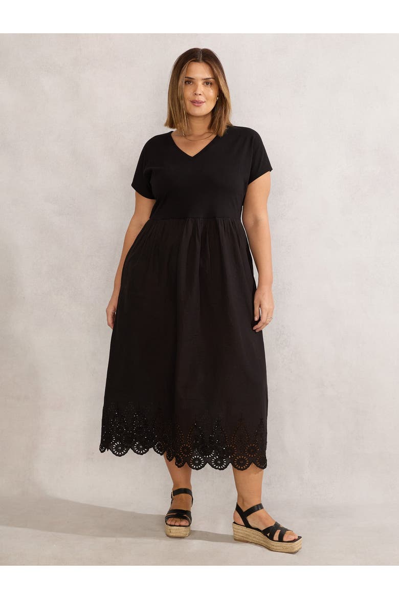 Jersey Woven Mix T-Shirt Dress, Main, color, Black